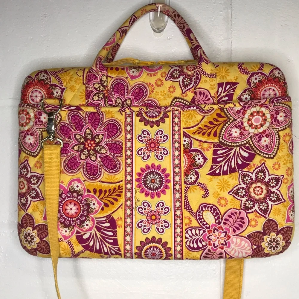 Vera Bradley Bali Gold Paisley Hard Computer Case Travel Laptop Bag
